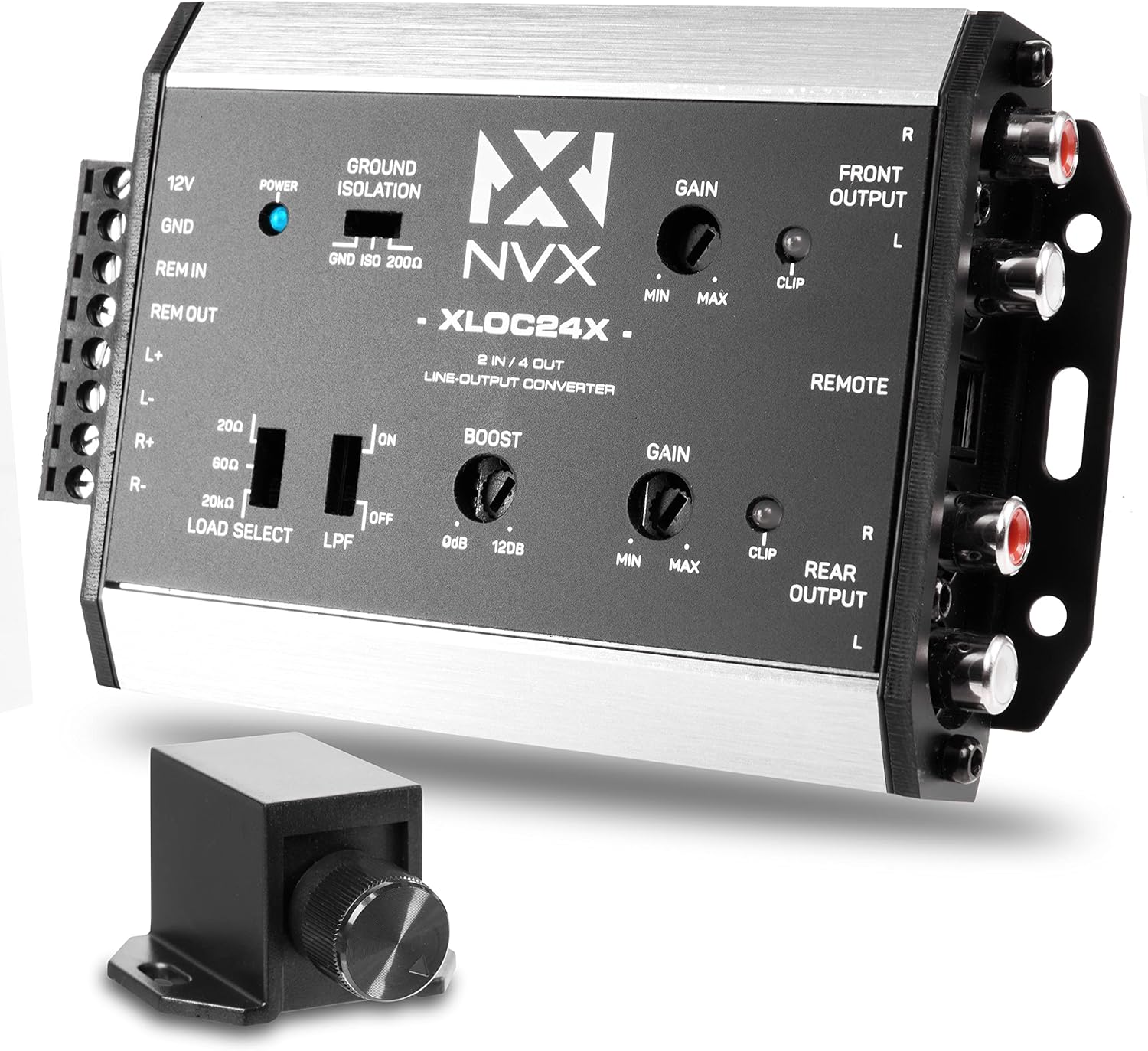 NVX XLOC24X 2 inputs / 4 outputs High Voltage Active Line Output Converter with Impedance Matching and Remote Level Control