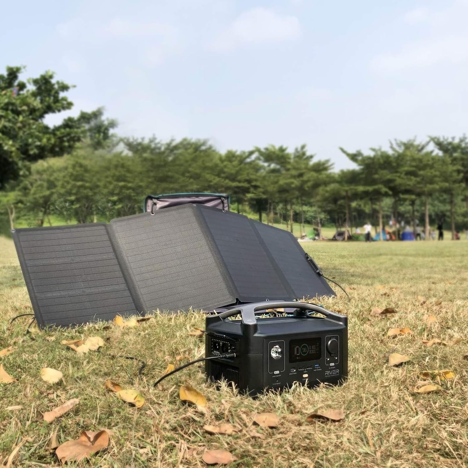 EF ECOFLOW Portable Power Station RIVER 288Wh with 110W Solar Panel , 3 600W (Peak 1200W) AC Outlets, Solar Generator for Outdoors Camping RV Hunting Emergency