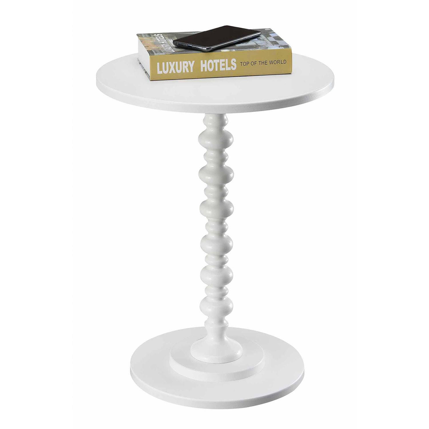 Convenience Concepts Palm Beach Spindle Decorative Home End Table, White, Brown