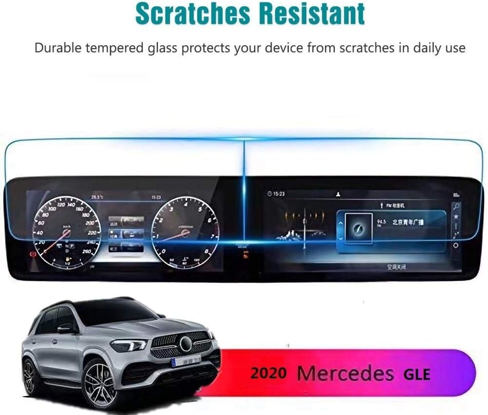 Screen Protector Compatible with 2019-2022 Mercedes Benz GLE 12.3 inch Touch Screen,Flyingchan Anti Glare Scratch,Shock-resistant, Navigation Protection Accessories Premium Tempered Glass (V167) Pack of 2