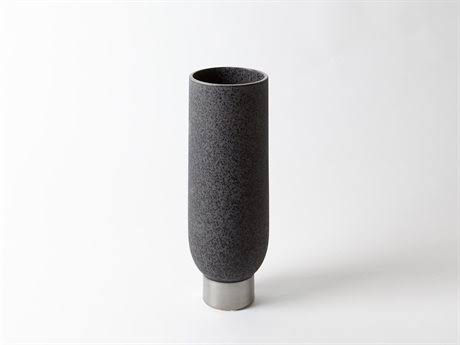 Global Views Silver Banded Black Vase