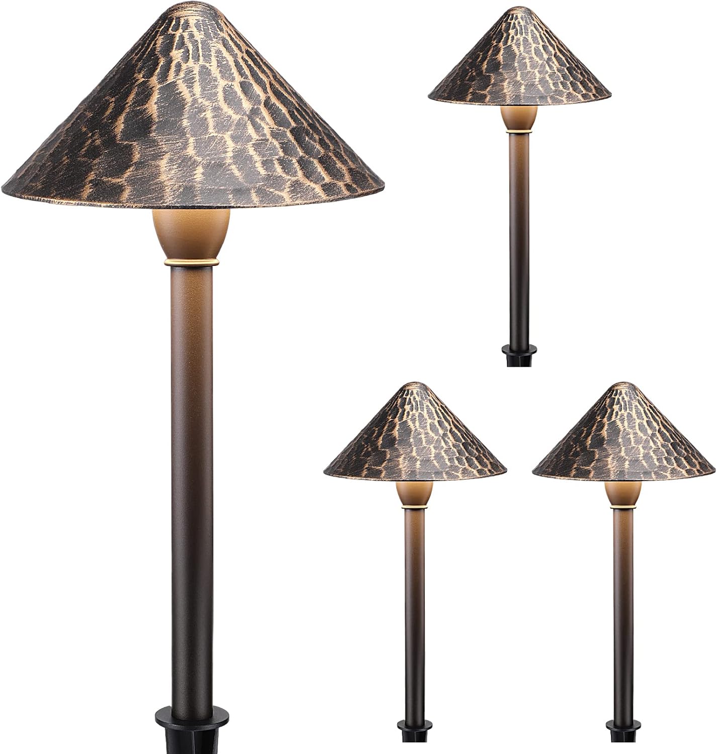 LEONLITE Low Voltage LED Landscape Pathway Lights, 12V 3W Path Lighting, CRI90, ETL, IP65 Waterproof, Retro Bronze Aluminum Housing, 3000K Warm White, Pack of 4