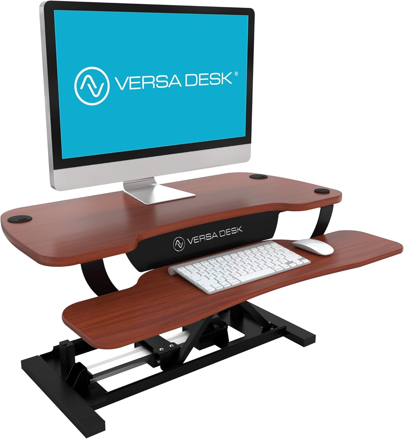 VersaDesk Power Pro USA Manufactured | Electric Height-Adjustable Desk Riser | Standing Desk Converter | Sit to Stand Desktop with Keyboard + Mouse Tray | 36