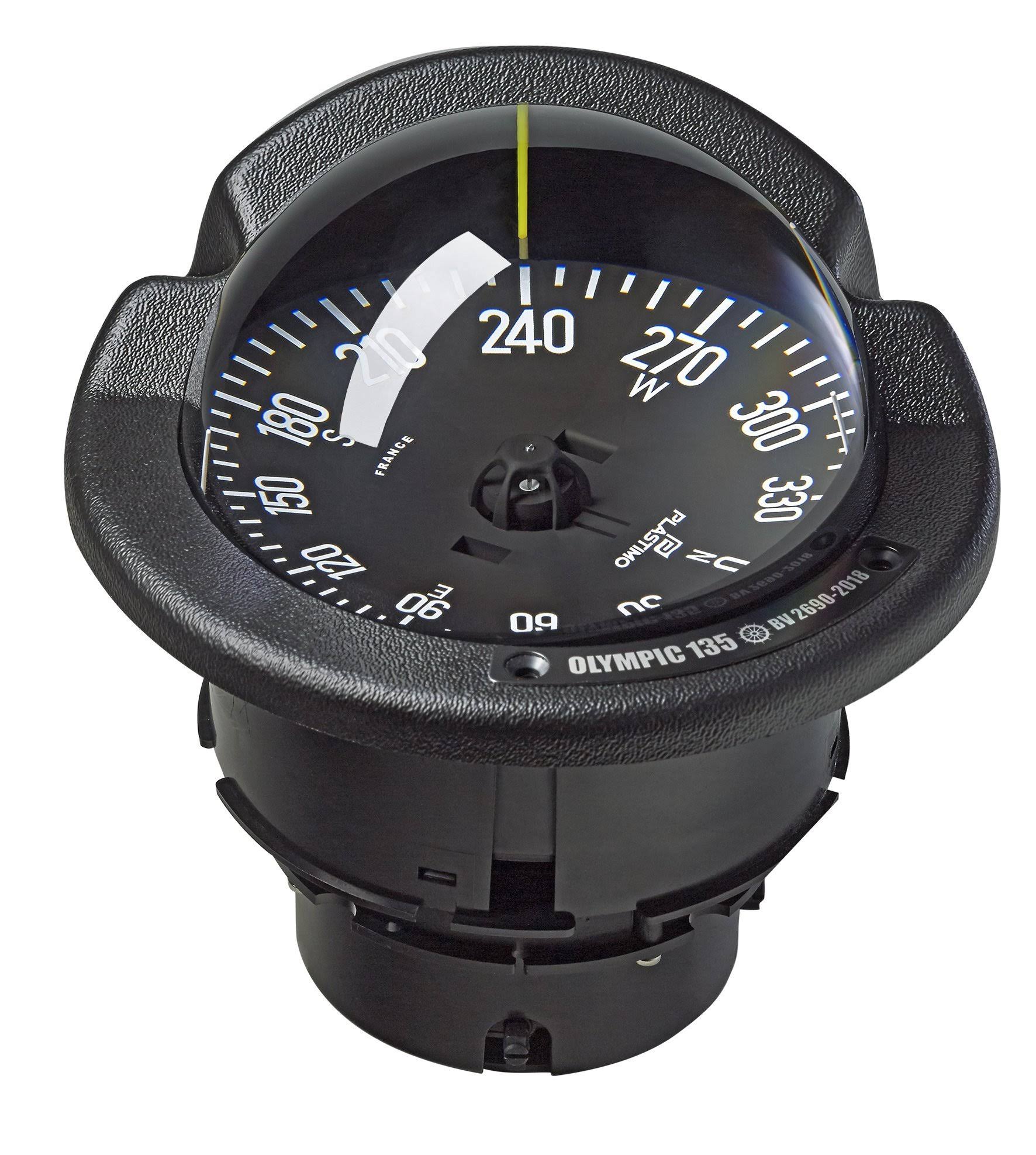 Plastimo Olympic 135 Compass (Flushmount) Black with Black Card / Without Cover 17281