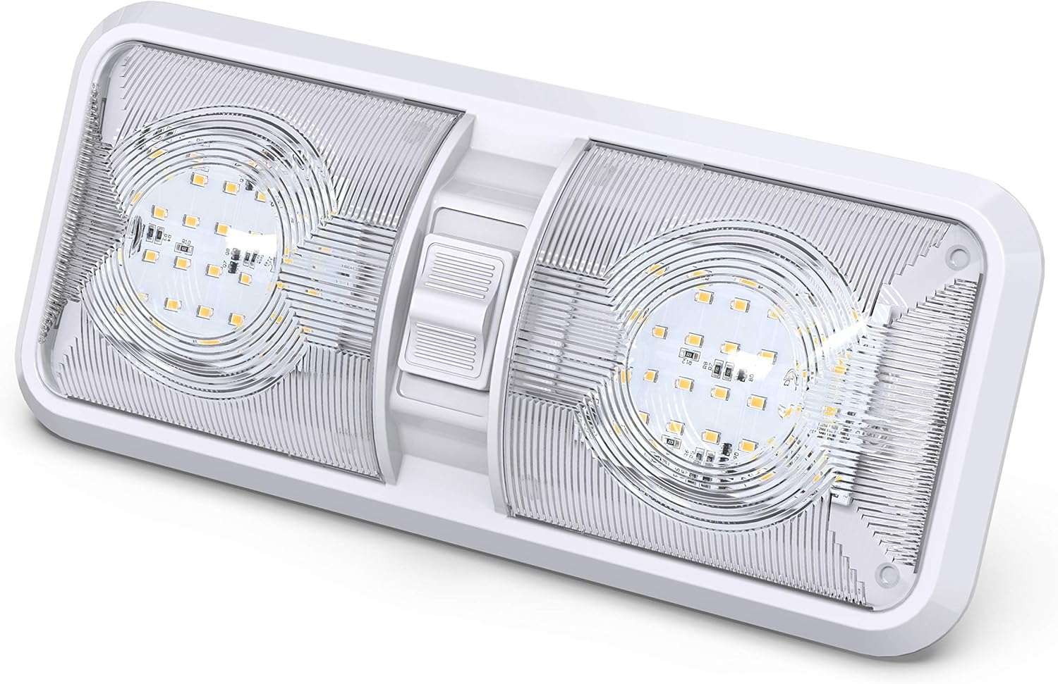 5 Pack Leisure LED RV LED Ceiling Double Dome Light Fixture with ON/OFF Switch Interior Lighting for Car/RV/Trailer/Camper/Boat DC 12V Natural White 4000-4500K 48X2835SMD (Natural White 4000-4500K, 5)