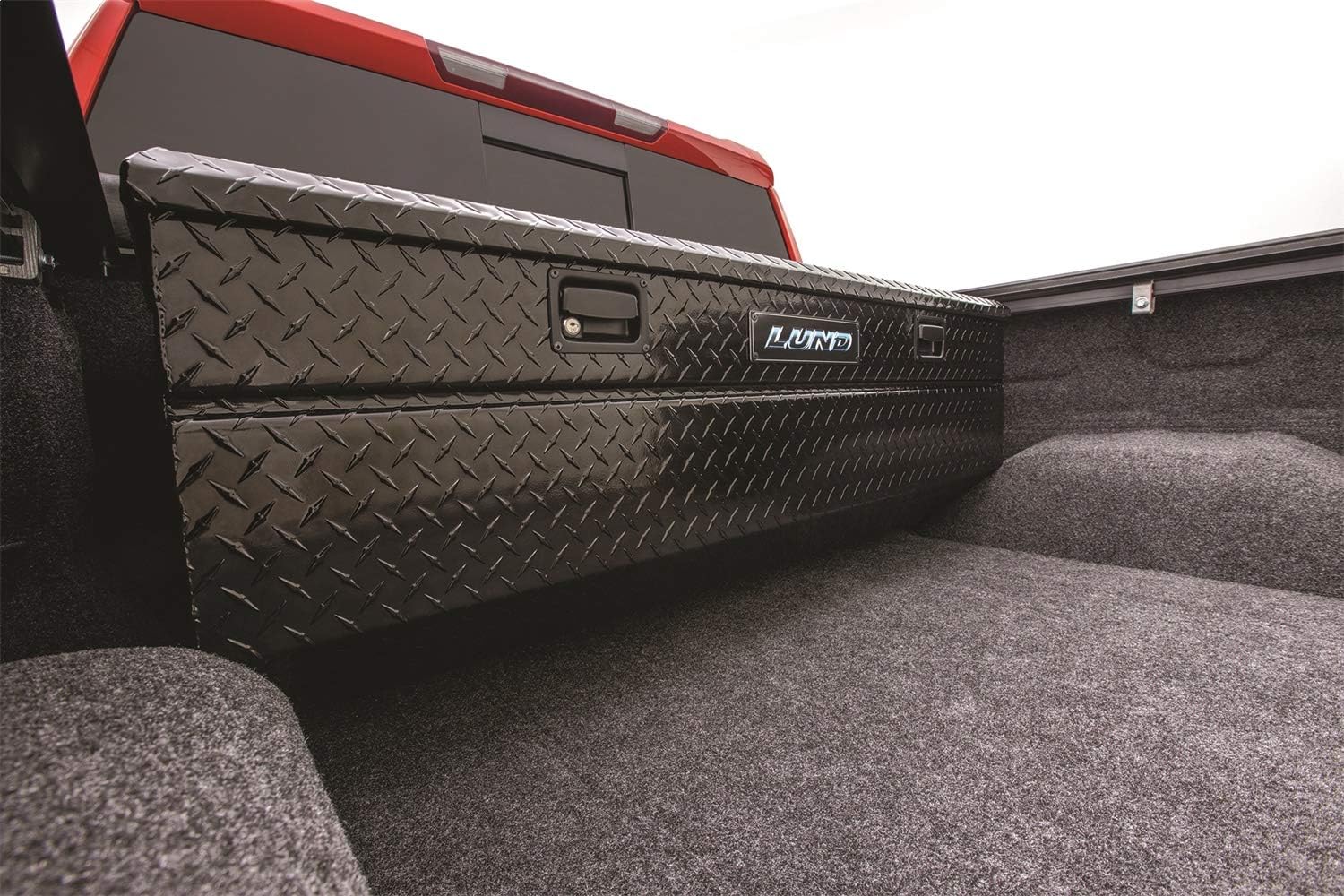 Lund 79456 56-Inch Aluminum Flush Mount Single Lid Truck Tool Box, Diamond Plated, Black