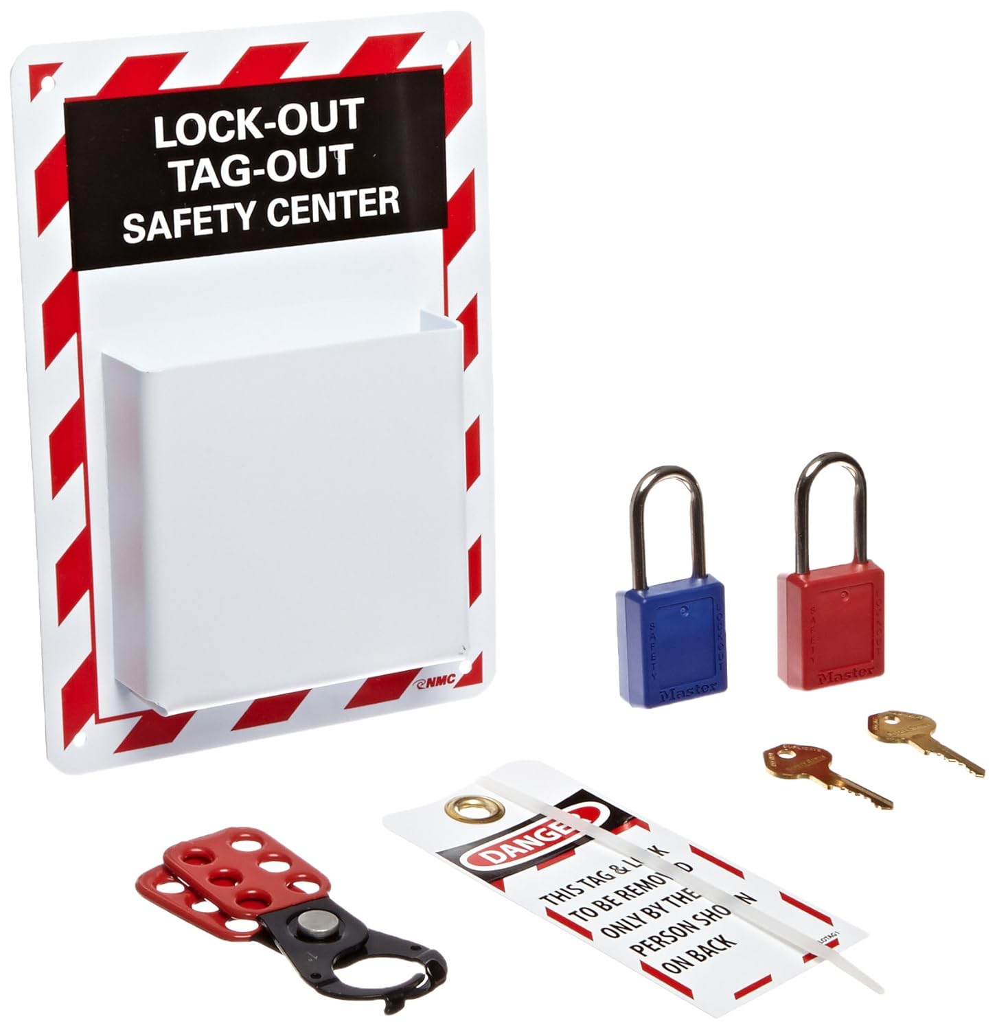 NMC MCLO2 Lock-Out TAG-Out Safety Center – Electrical Lockout Station with White Text on Black Base Pack of 2