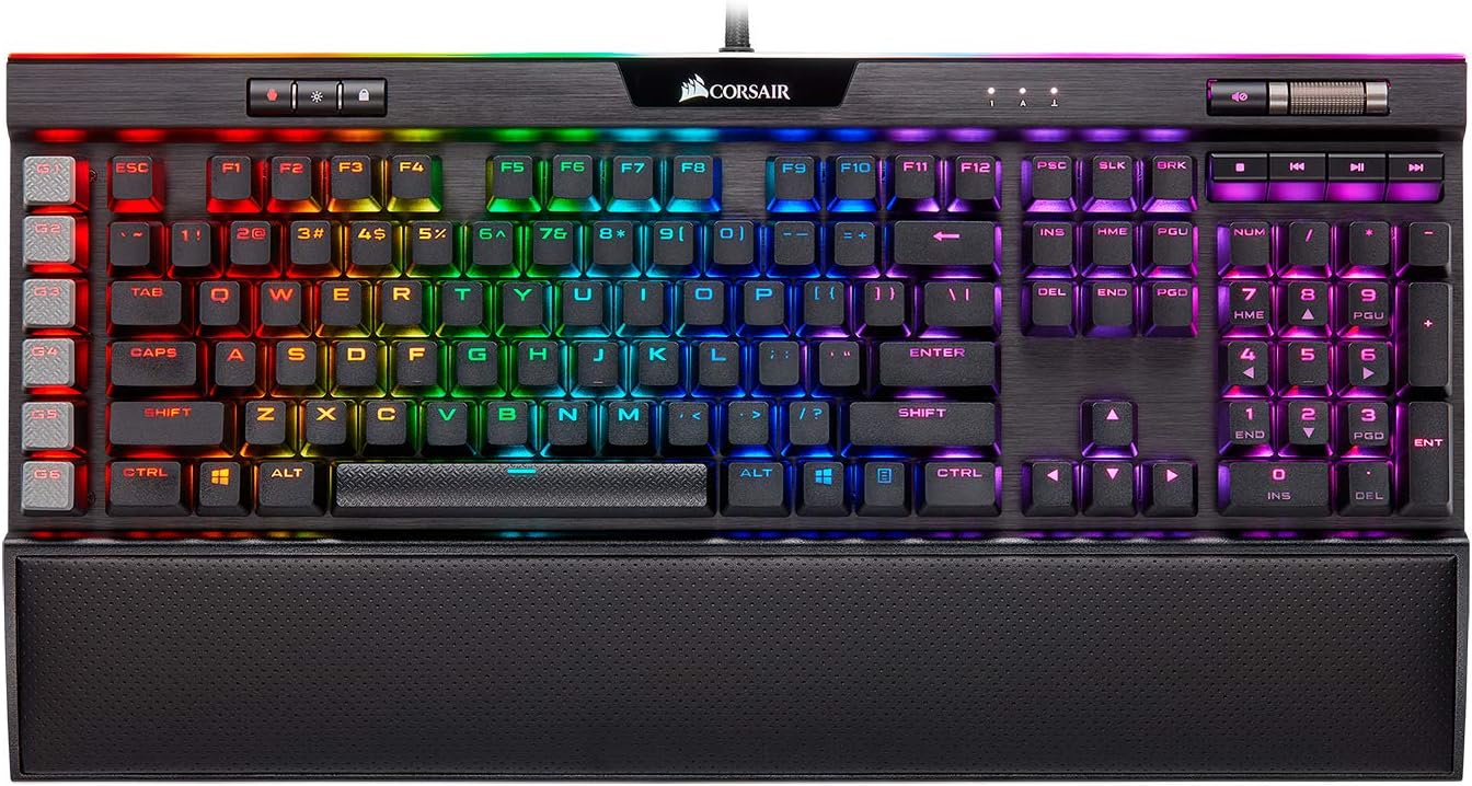 Corsair K95 RGB Platinum XT Mechanical Gaming Keyboard, Backlit RGB LED, Cherry MX Speed RGB Silver, Black (CH-9127414-NA)