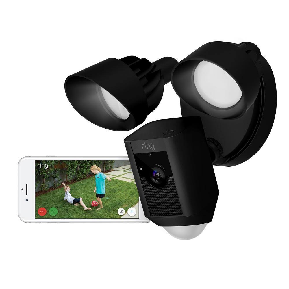 Ring Outdoor Wi-Fi Cam with Motion Activated Floodlight, Black (2-Pack)