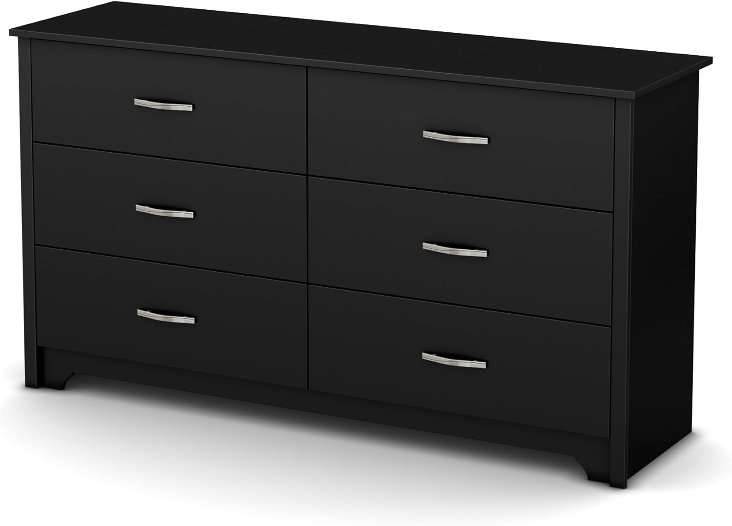 South Store FURNITURE Fusion 6-Drawer Double Dresser Pure Black