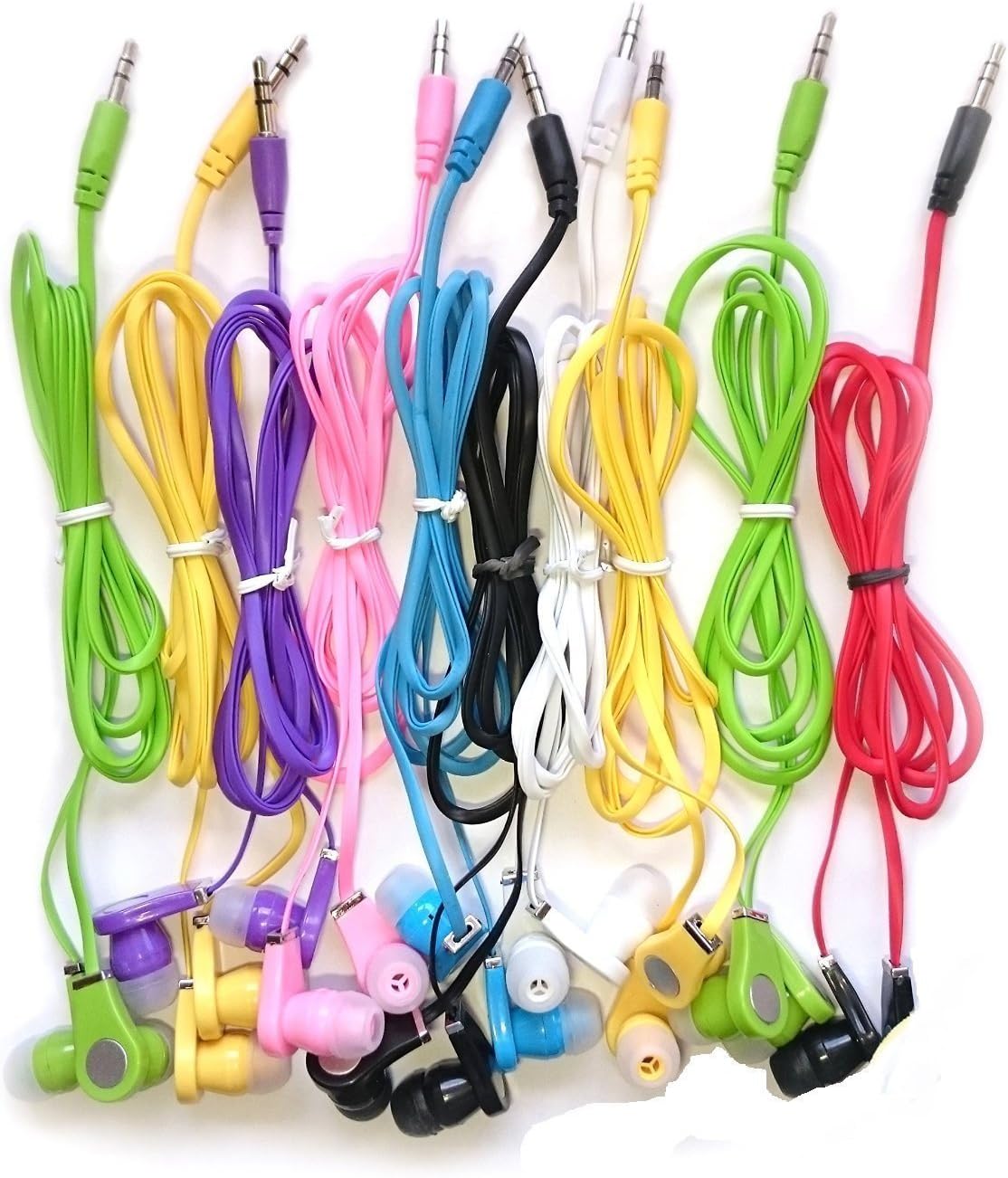 JustJamz 3.5mm Stereo in-Ear Bulk Earbud Headphones Wholesale Earphones for Classroom Library Kids (Assorted Colors), 100 Pack Pack of 2