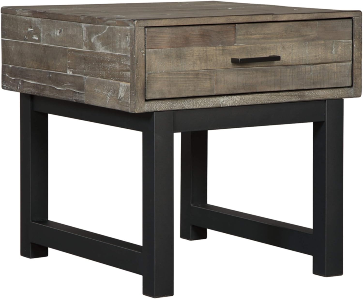 Signature Design by Ashley Mondoro Industrial Square End Table, Gray Brown & Black