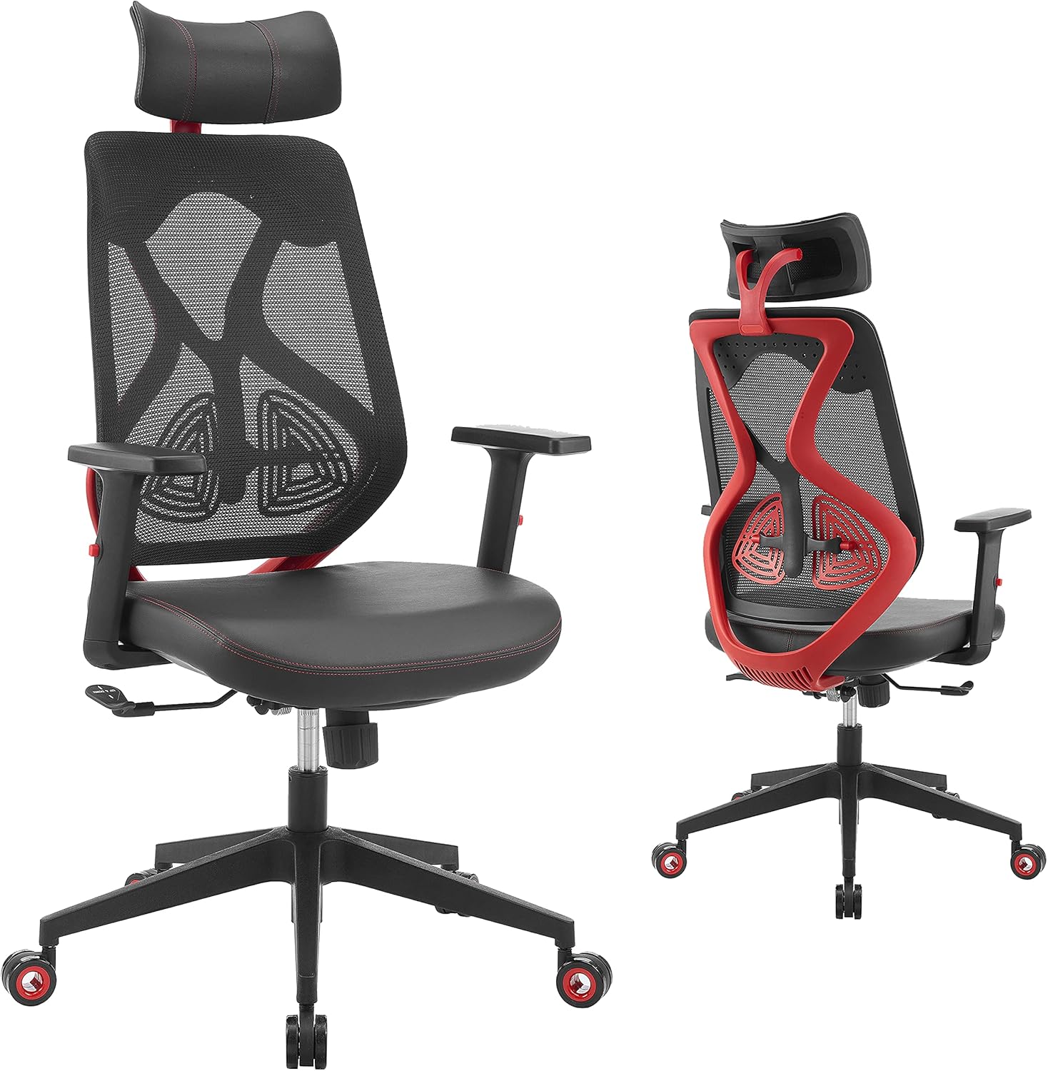 WORKSMYTH Gaming Chair Ergonomic High Back Mesh Computer Desk Chair with Adjustable Headrest Lumbar Support and Armrests, Hubless Wheels, MC002