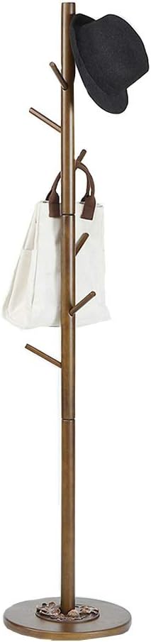 COAT RACK Floor Solid Wood Staggered Hook Home Assembled Single Rod Hanger (Color : A)