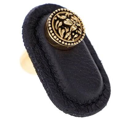 Vicenza Designs K1167-AS-BL San Michele 1 3/4x22 Novelty Knob Finish: Antique Silver, Strap Color: Black