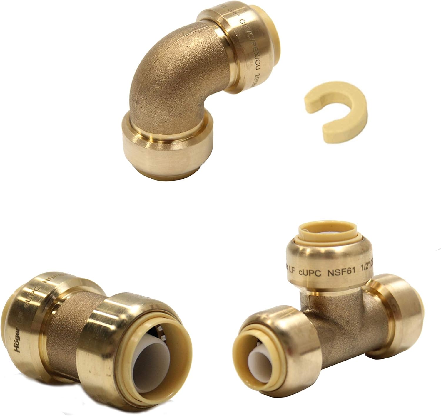 (Pack of 10) EFIELD 1/2 Inch Push Fit Fitting Bundles to Connect Pex, Copper, CPVC -Tee 