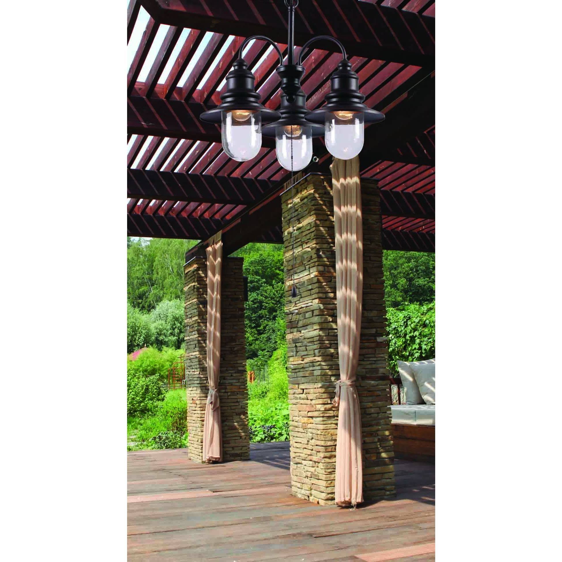 Design Craft Visp Blackened Oil Rubbed Bronze 3-Light Outdoor Chandelier