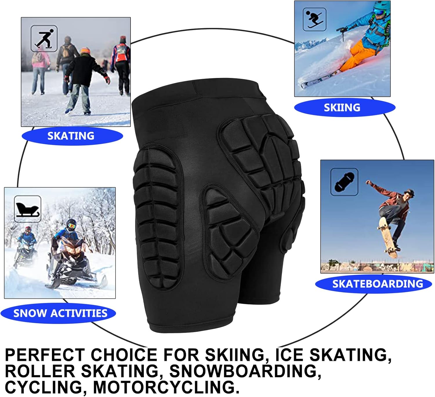 OHOHAI Protection Pads for Skating Ski Snowboarding - Tailbone Hip 3D Protection Pads for Adults Pack of 2