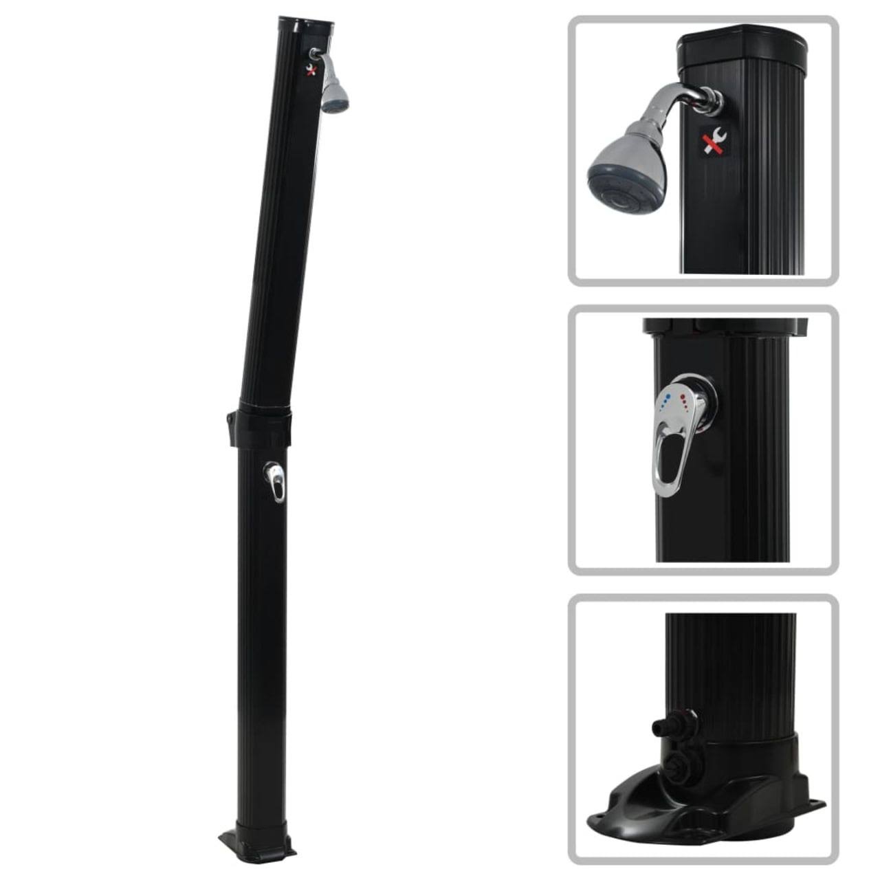 vidaXL Foldable Solar Shower Black 84.3x22 6.1 Gal 91719