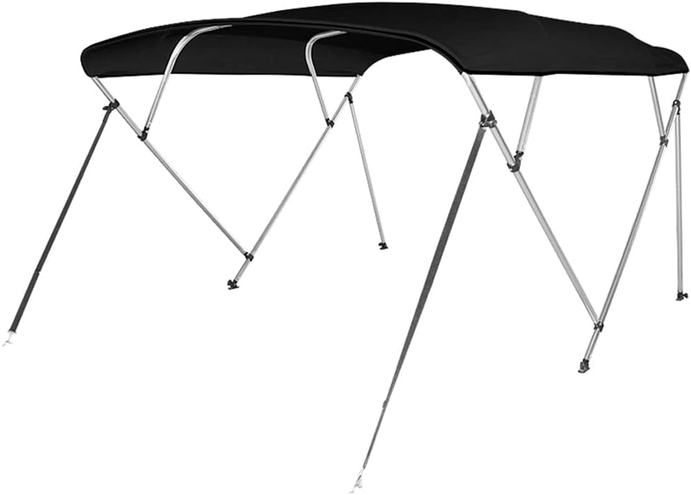 Seamander 3 Bow Bimini Top Boat Cover 4 Straps for Front and Rear Includes with Mounting Hardware （3 Bow 6'L x 85