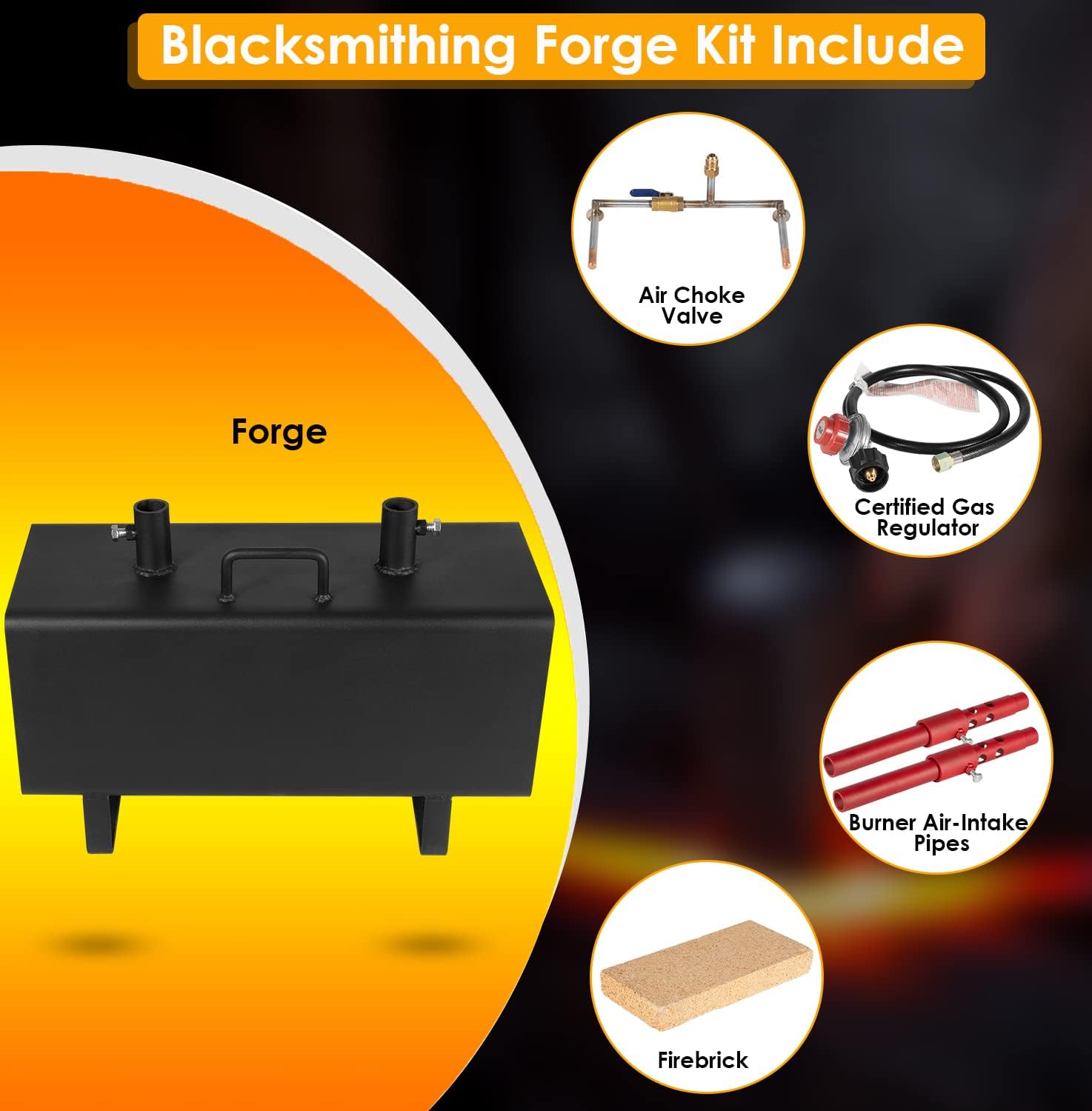 Yoursme Propane Gas Forge Portable, Double Burner Blacksmithing Forge Large Capacity Forge, Square Propane Burner Forge for Farrier, Knife and Tool Making