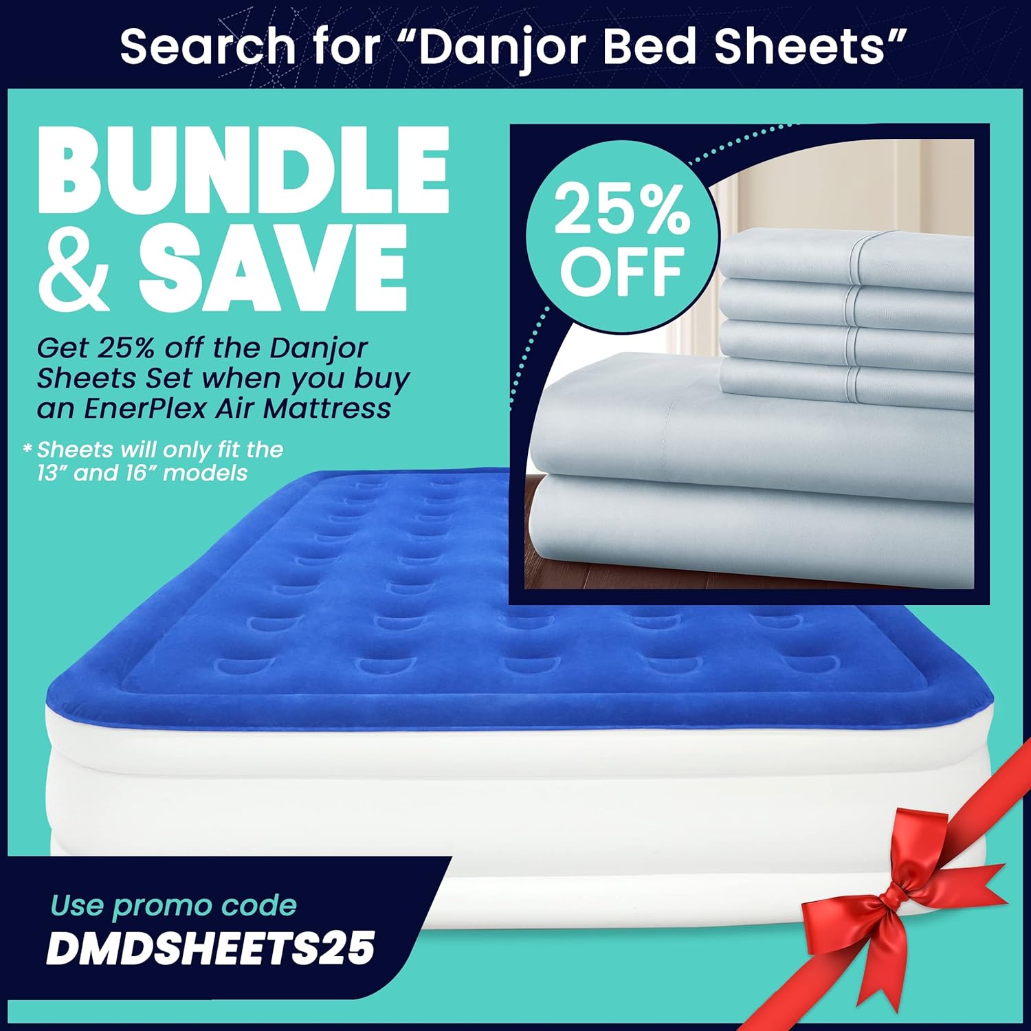 EnerPlex Queen Air Mattress for Camping, Home & Travel - 16 Inch Double Height Inflatable Bed with Built-in Dual Pump - Durable, Adjustable Blow Up Mattress - Easy to Inflate/Quick Set Up Pack of 2