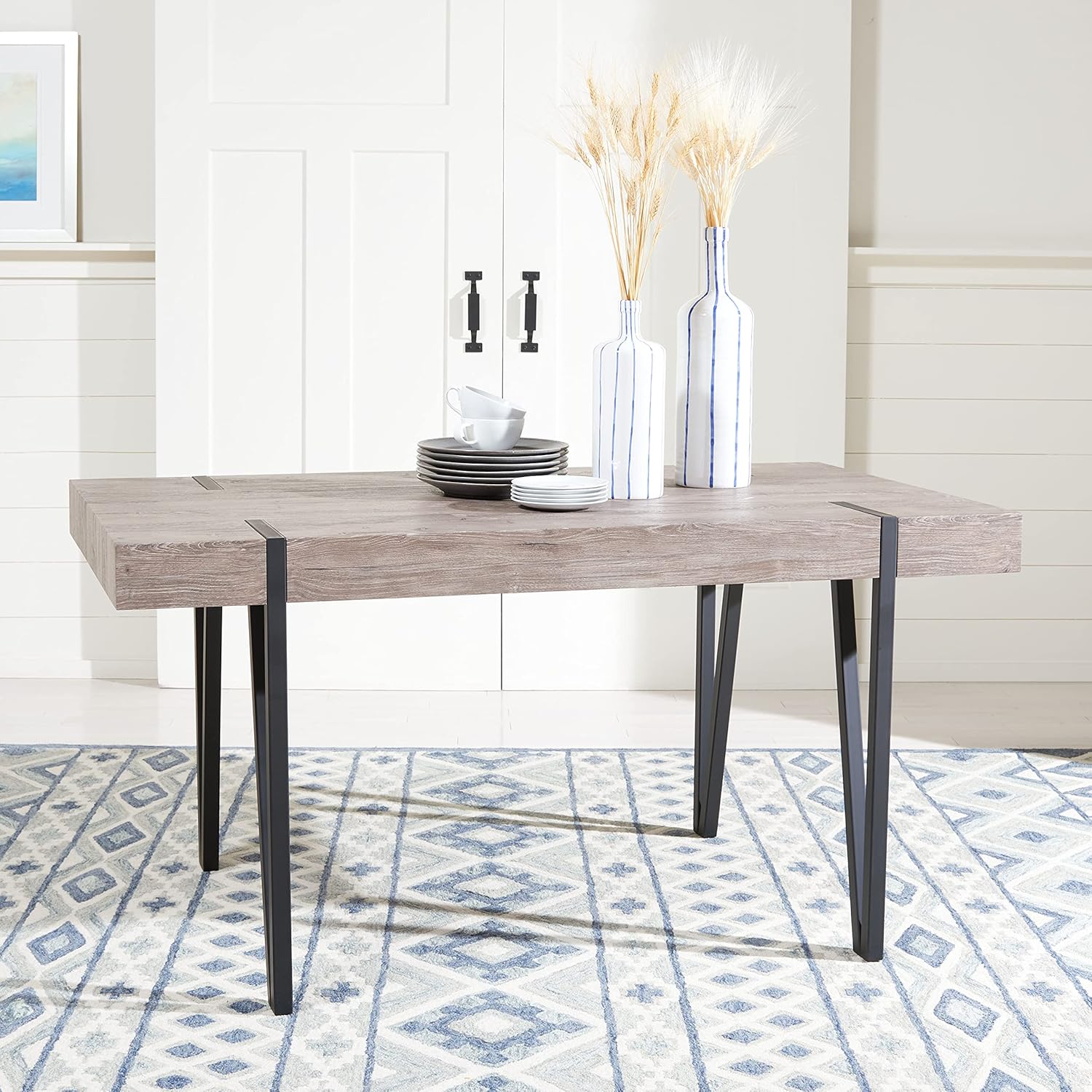 Safavieh Home Alyssa Rustic Industrial Brown and Black Dining Table