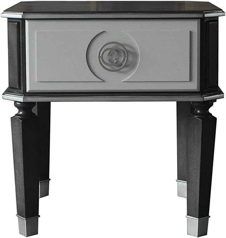 Acme Furniture Beatrice End Table, Charcoal and Pearl White