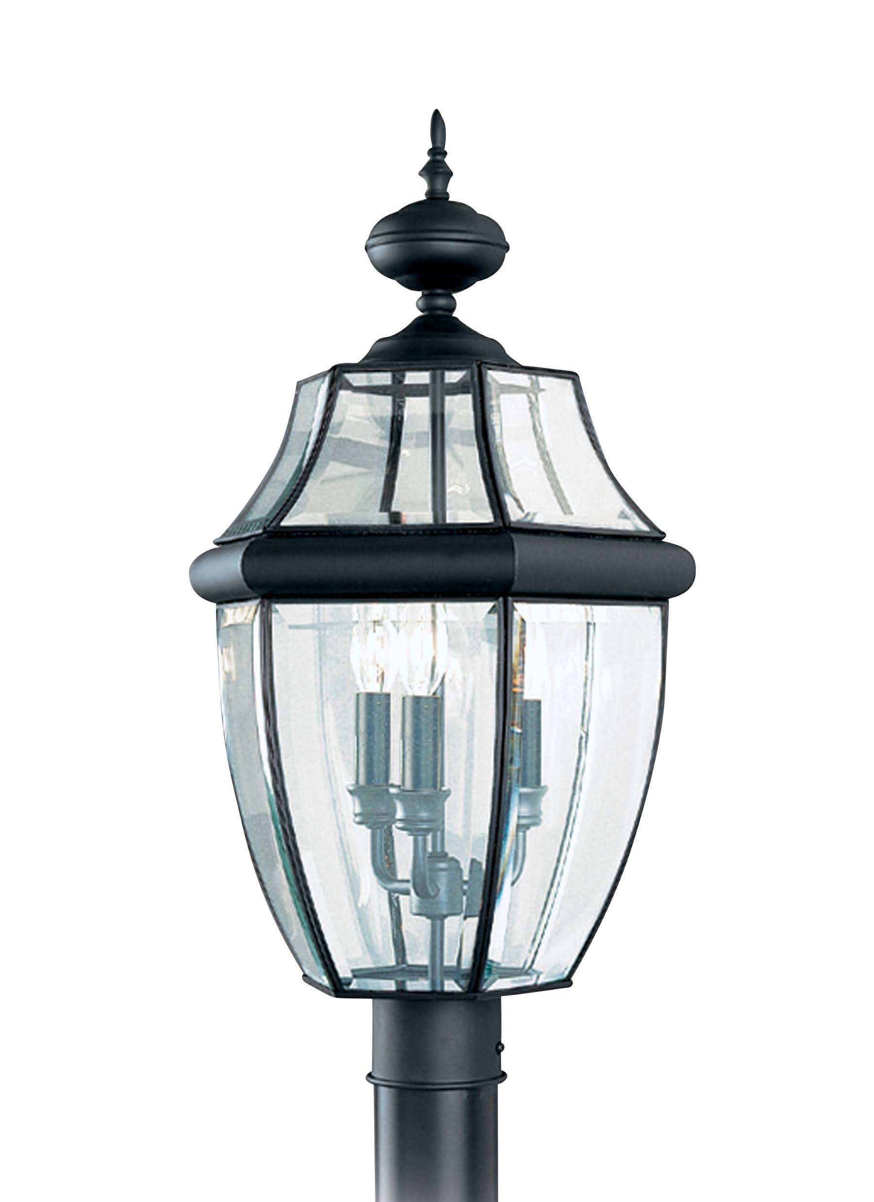Sea Gull Lighting Lancaster 3-Light Black Outdoor Post Lantern 8239-12