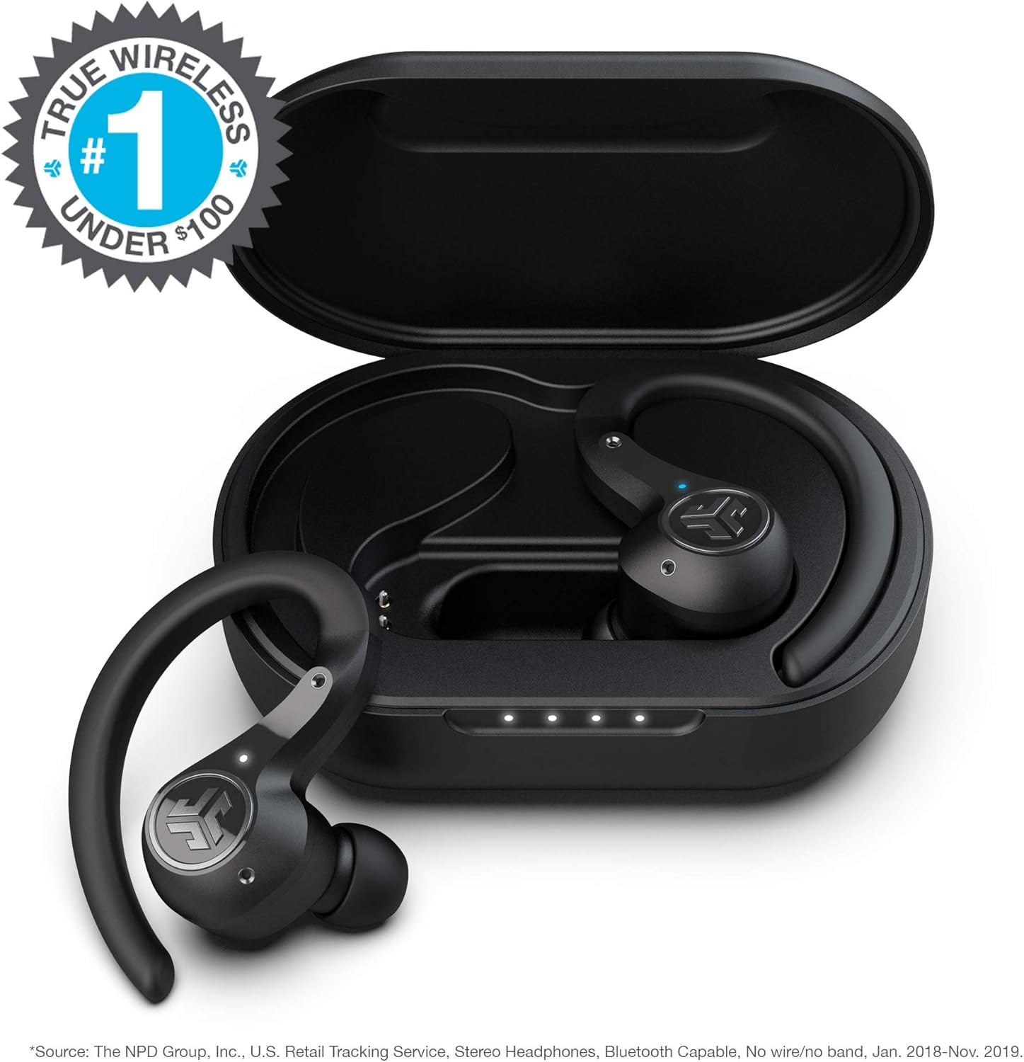 JLab Epic Air Sport ANC True Wireless Bluetooth 5 Earbuds | Headphones for Working Out | IP66 Sweatproof | 15-Hour Battery Life, 55-Hour Charging Case | Music Controls | 3 EQ Sound Settings Pack of 2