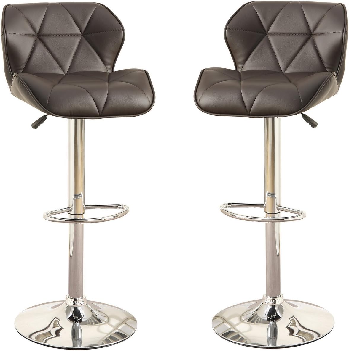 Poundex Bobkona Frances Set of Two Adjustable PU bar Stool in Black