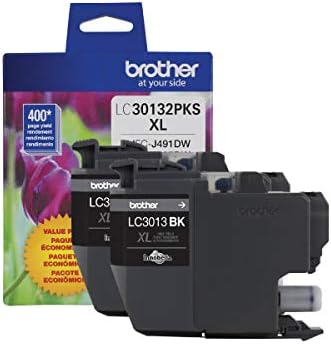 Brother Genuine LC30132PKS 2-Pack High Yield Black Ink Cartridges, Page Yield Up to 400 Pages/Cartridge, LC3013 Pack of 2