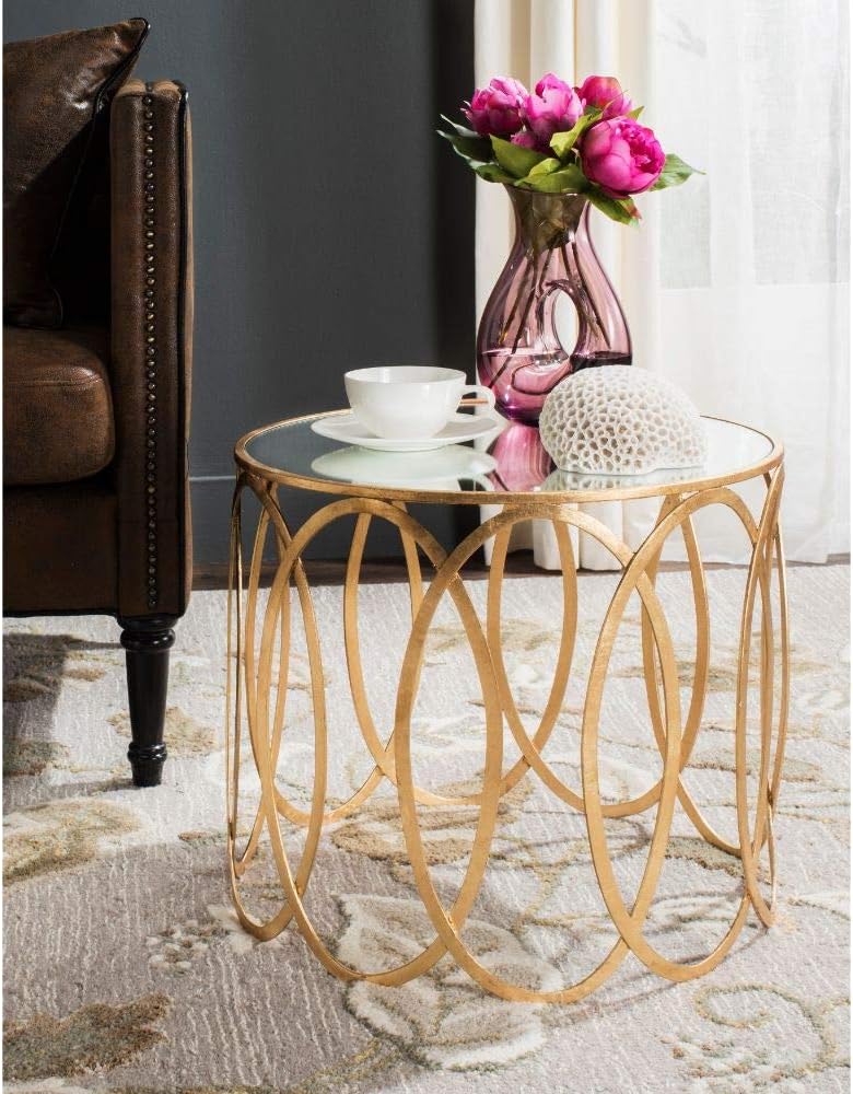 Safavieh Home Collection Cyrah Leaf Accent Table, Gold