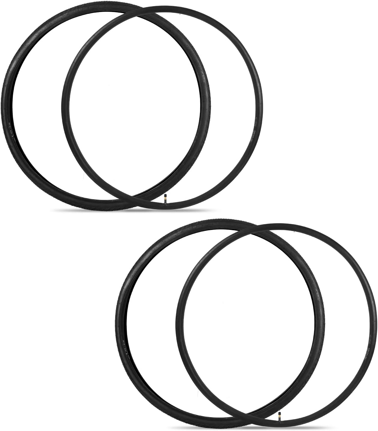 2-Pack 700C Road Bike Tires 700 x 38C Plus 2 Pack 700C Bike Tubes 700x35C/43c AV48mm Schrader Valve Compatible with 700 x 38C 28