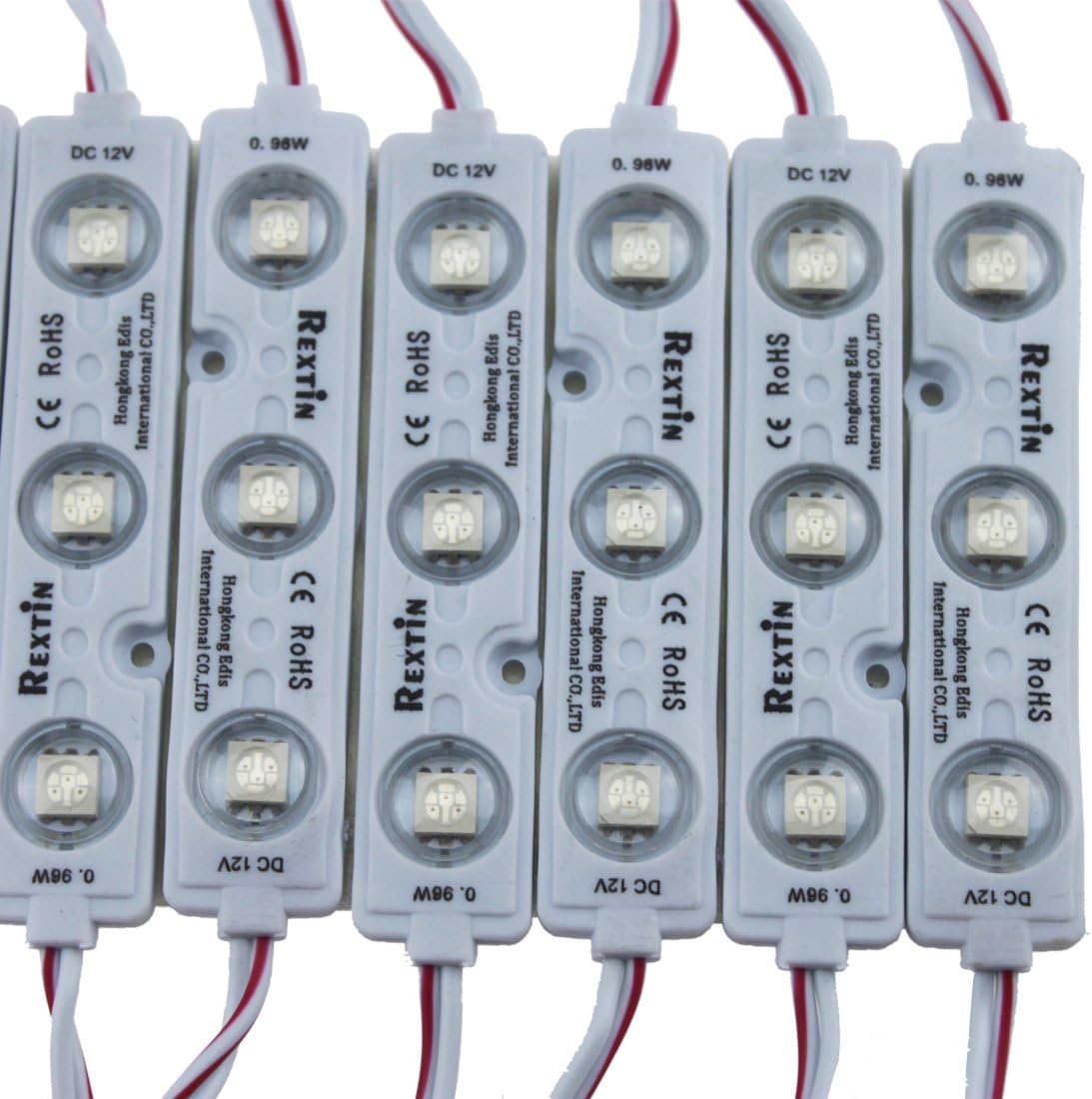 Rextin Super Bright 200pcs 3 LED Module White 5050 SMD 66-72LM Each Module Waterproof Decorative Light for Letter Sign Advertising Signs with Tape Adhesive Backside Pack of 2