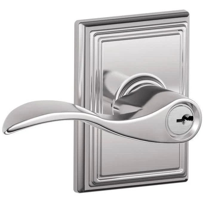 Schlage F51-ACC-ADD Accent Single Cylinder Keyed Entry Door Lever Set with Decor Polished Chrome