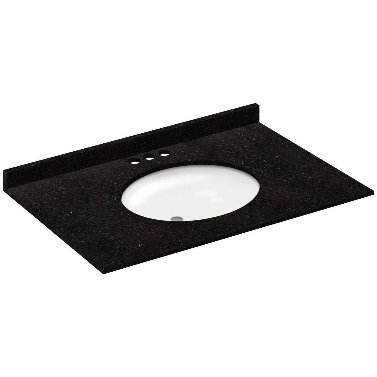 LessCare Absolute Black Granite Vanity Top 37 in x 22 in with Backsplash 4 in Spread LGA37224