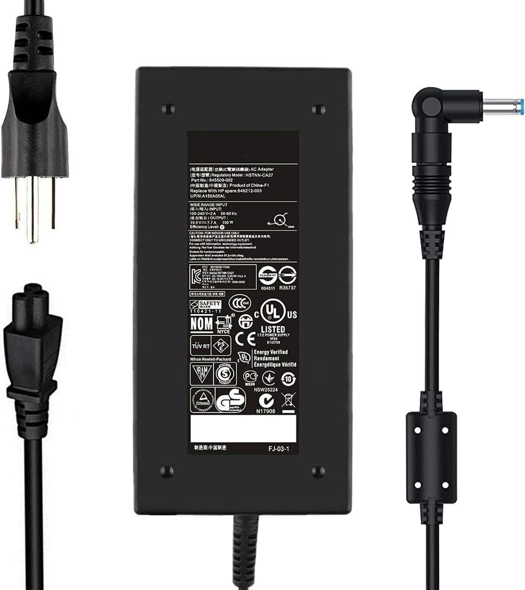 19.5V 7.7A 150 Watt Power Supply Charger for HP OMEN x by 15 17 ZBook Studio 15 G3 G4 G5 G6 ADP-150XB B 776620-001 917677-003 917677-001 740243-001 775626-003 PC Laptop Adapter Cord Pack of 2