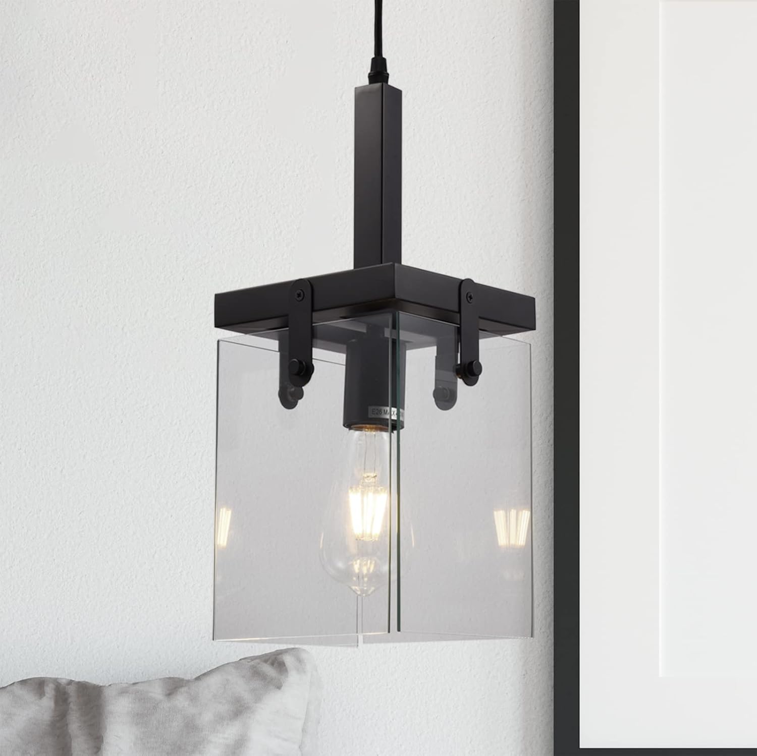 Luxury Modern Farmhouse Bubble Glass Pendant Light, Highly Reinforced Stainless Steel with Industrial Style Pendant lamp for Kitchen, Living Room, Dining Room, Bar, Gold, 1 Pack