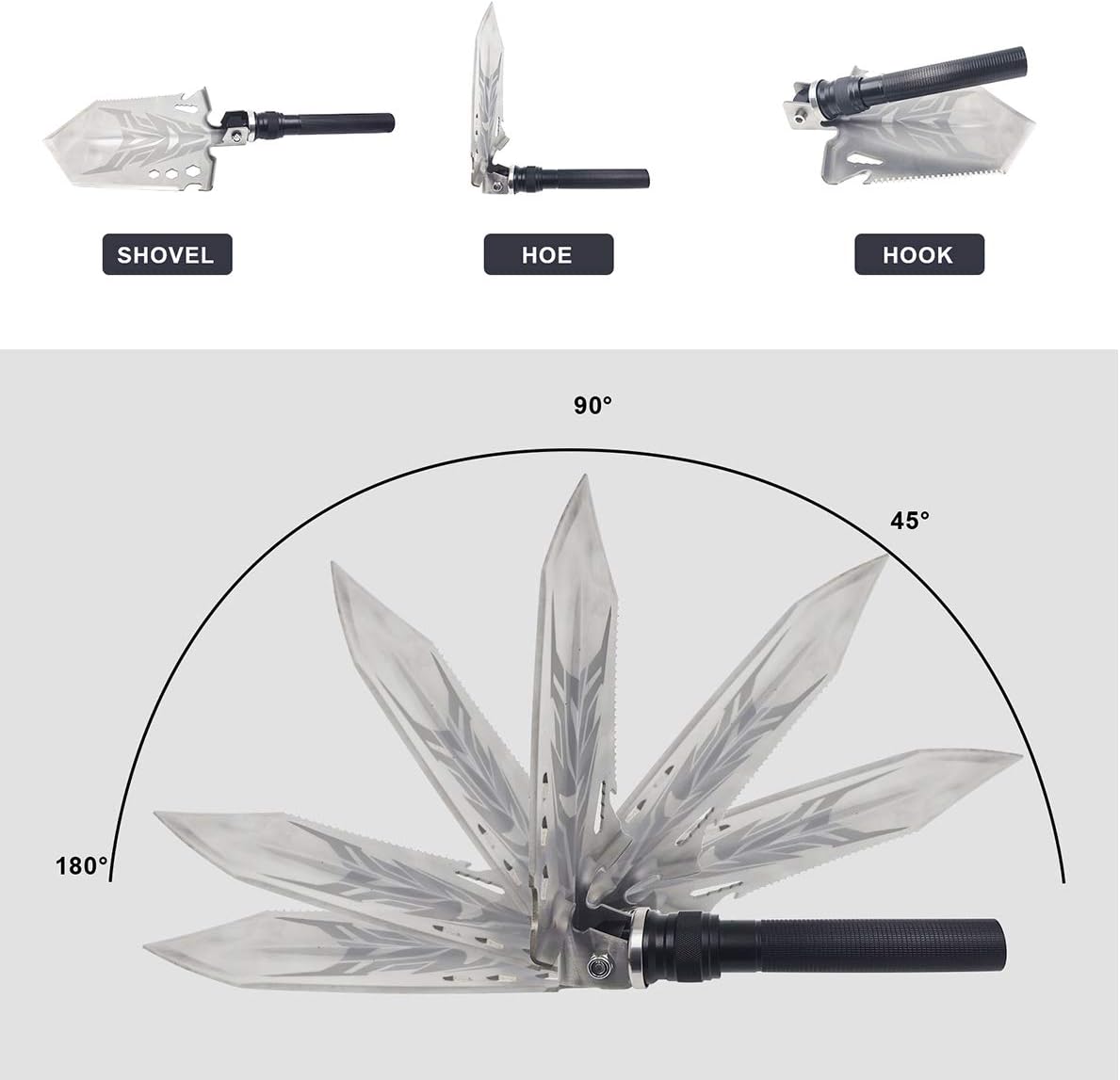 46 Inch Survival Shovel Camping Shovel Multifunctional Sets for Camping Hiking Backpacking