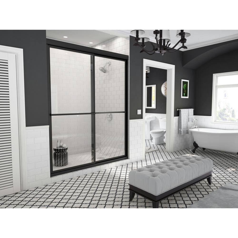 Coastal Shower Doors 1648.70-C Newport Series 48 inch x 70 inch Framed Sliding Shower DOOR, Black