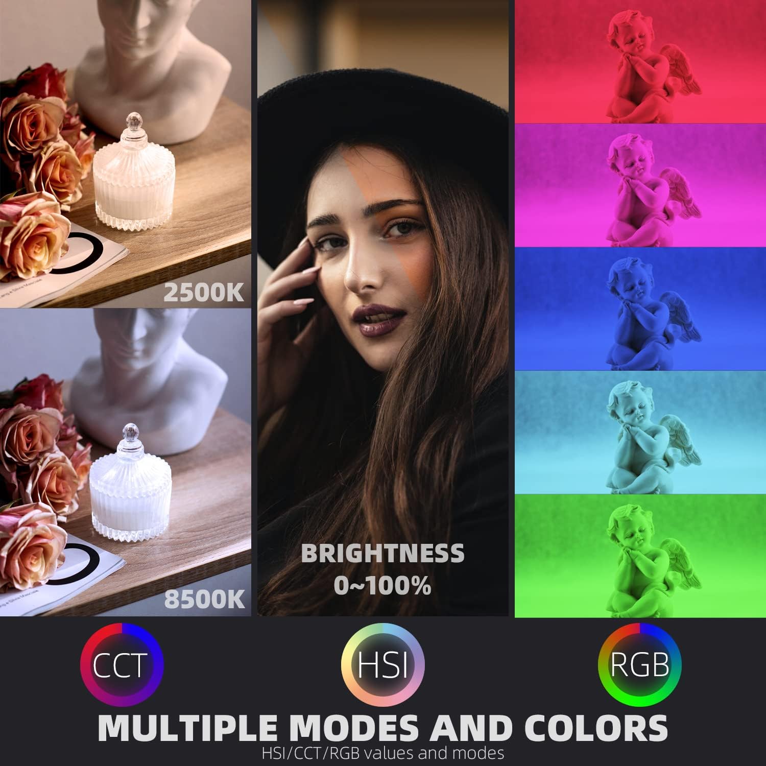 【APP Control】 RAUBAY RGB Video Light, App and Magnetic Attract Support, Full Color, 2500K-8500K, Mini LED Aluminum Alloy Body Panel Light ⁣for Photography，Tiktok, YouTube, Video Conference Pack of 2