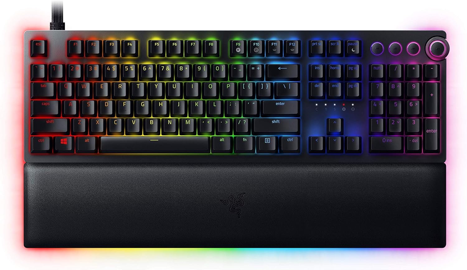 Razer Huntsman V2 Analog Gaming Keyboard: Razer Analog Optical Switches - Chroma RGB Lighting - Magnetic Plush Wrist Rest - Dedicated Media Keys & Dial - Classic Black (Renewed)