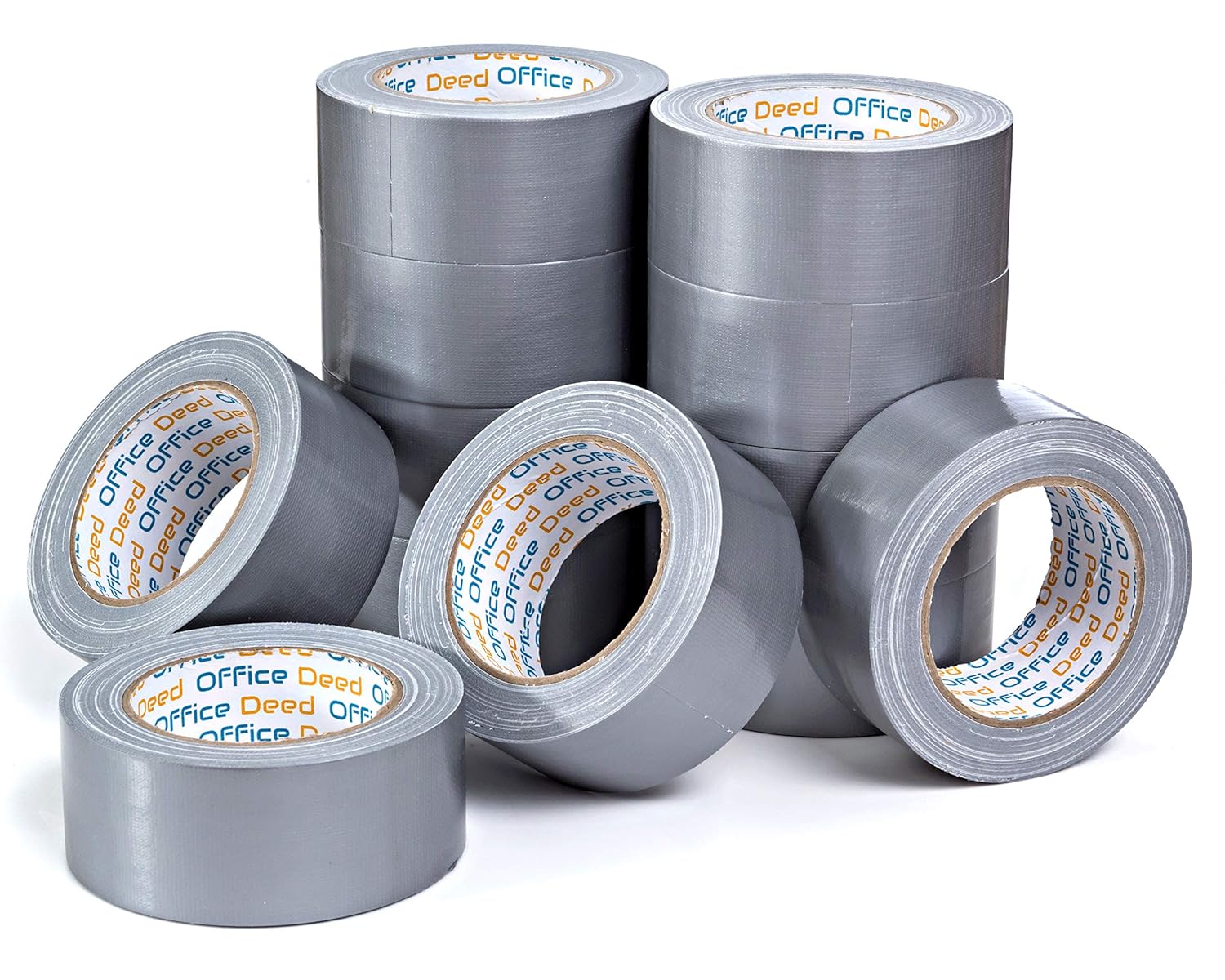 Office Deed Professional Grade Duct Tape, 12-Roll Multi Pack,Grey Color, 9mil Thick (1.88 inch x 30 Yards), 48mm x 27m - Large Bulk Value Pack for Crafts, Repairs, Maintenance,- 360 Yards (12)