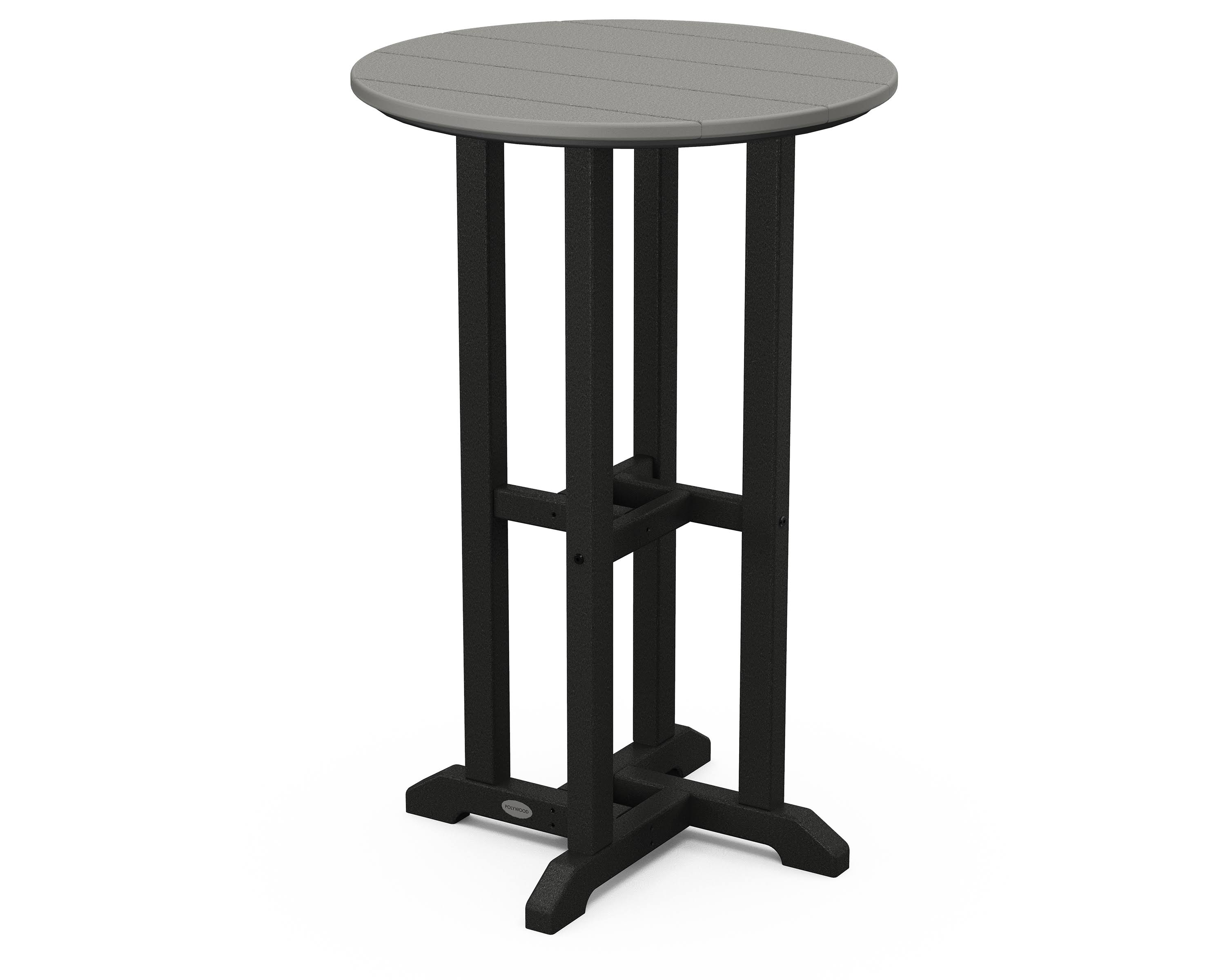 POLYWOOD Contempo 24x22 Round Counter Table - Black - Slate Grey