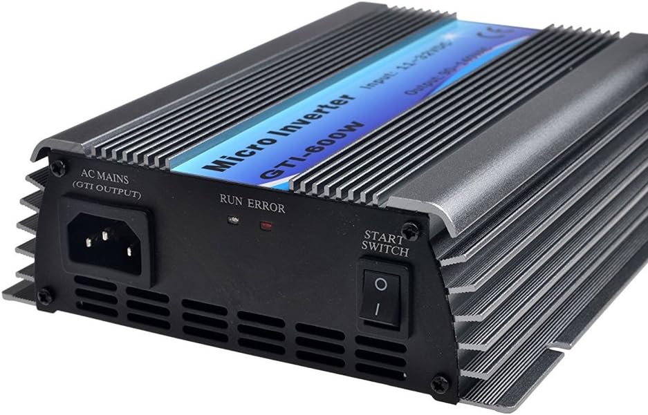 Y&H Grid Tie Inverter 600W Stackable DCDC15-28V PV Input AC110V MPPT Pure Sine Wave Micro Inverter fit for 12V Solar Panel/24V Battery