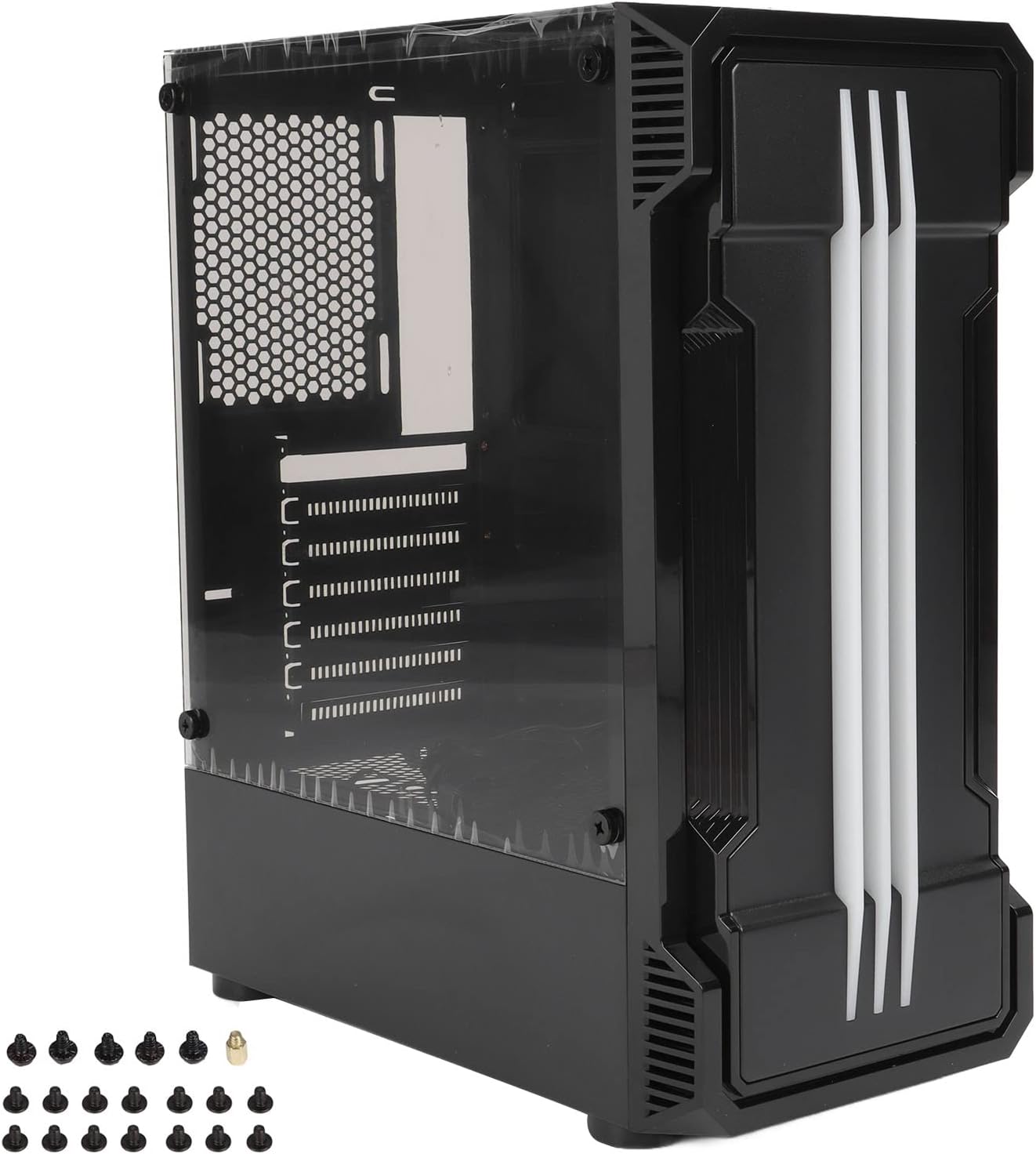 Dpofirs PC Desktop Chassis,4 MM Full Black Steel Plate Water Cooled Chassis,Gaming ATX Gaming PC Desktop Computer for Home,Office