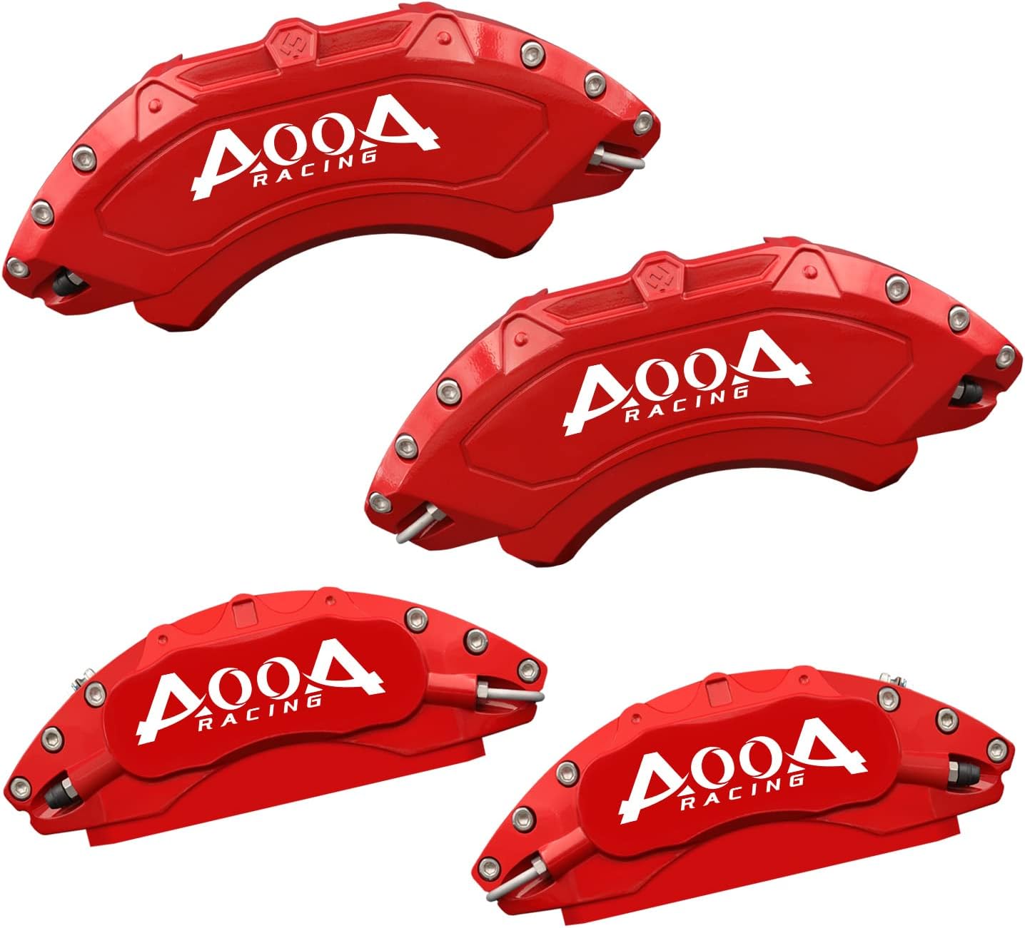 AOOA Brake Disc Red with White Character Caliper Cover Powder Coating Fits Chevrolet Silverado 2019-2021(set of 4)