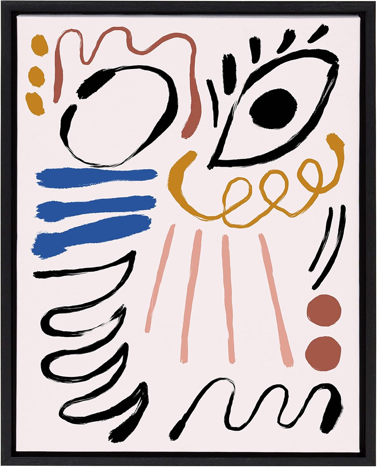 Kate and Laurel Sylvie MV Abstract Face 3 Framed Canvas Wall Art by Marcello Velho, 23x33 Black