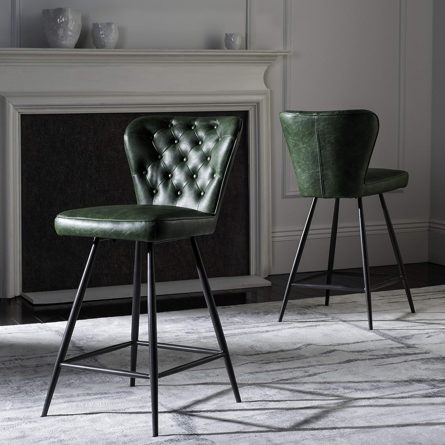 Safavieh American Homes Collection Ashby Modern Tufted Brown and Black Swivel 26-inch Counter Stool